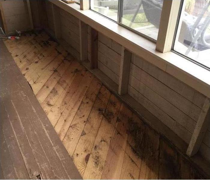 hardwood floors and walls drying after flooding